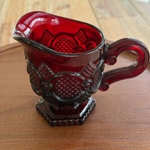 Vintage Avon Ruby Red 1876 Cape Cod Glass Creamer